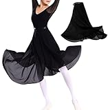 Baisdan Women Ballet Wrap Skirt Chiffon Sheer Long Ballet Dance Skirt Dancewear Black