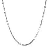 HZMAN 5mm Cuban Chain for Men Stainless Steel Men's Silver Chain Diamond Cut Hip Hop Link Chains Necklace 16-30 Inch (22in)