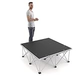 PD X-Lite750 1m x 1m x 40cm portable modular stage riser system with slip-resistant black aluminium deck, waterproof plywood top, and lightweight folding legs for fast setup at live events