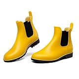 DREAM PAIRS Wellington Boots Women and Men Ankle Ladies Wellies Short Chelsea Booties Waterproof Rain Boots,SDRB2201W-E,Yellow,6 UK/39 (EUR)