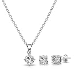 Philip Jones Silver Plated Round Solitaire Set Created with Zircondia® Crystals