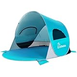 WolfWise 3-4 Person Pop Up Beach Tent & Shade for Family, UPF 50+ Beach Sun Shelter with Waterproof, Lightweight with Carry Bag, Anti-Tear Polyester, Ventilated with Mesh Windows, Easy Setup, Blue