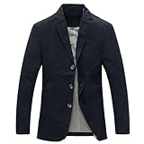 Allthemen Mens Casual Blazer Slim fit Long Sleeve Jacket Washed Cotton 3-Button Casual Suits Blazer Jackets, Black,Black (3 Button), XL