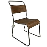 marko Dining Chair Stracking Vintage School Design Bentwood Gun Metal Steel Frame Indoor Seating with Rubber Feet Protectors