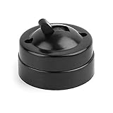 Single-Control Switch, Retro Metal and Plastic Round Light Switch Surface Mounted Wall Light Button Old-Fashioned Toggle Switch