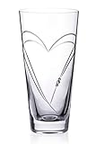 DIAMANTE Heart in Heart hand cut crystal vase with Swarovski crystals - 20cm