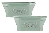 Muddy Hands Pack of 2 - Decorative Vintage Trough Plant Pot Plastic Planter Indoor Home Outdoor Garden Window Herb Flower Box (Green)
