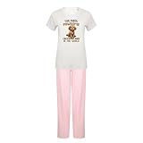 The Most Paw-some Cockapoo Mom – Gift for Dog Mom, White Pink Coloured Cotton Nightwear Women Long Pyjamas Sets 2 Piece. (UK, Alpha, M, Regular, Regular, White Pink)