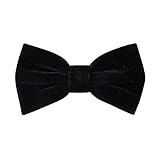 HOULIFE Velvet Bow Tie for Men – Adjustable Pre-tied Bowtie, Solid Colour Butterfly Bow Ties for Groom Wedding Party Formal with Gift Box, Black