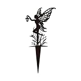 awakentti Fairy Garden Stakes, Outdoor Garden Decoration Silhouette, Metal Fairy Sculpture, Fairy Ornaments for Garden Decoration for Lawn, Patio or Courtyard, Gifts (C)