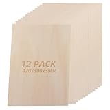 CYEER 12 Pack Plywood Sheets 3mm, 420 x 300mm Basswood Sheets A3 Thin Plywood Board, Unfinished Wood Boards for Crafts, DIY, Wood Engraving, Laser Projects, Model Making, Decoration, Paintings