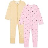 Bramble & Bear 2-Pack Toddler & Baby Sleepsuits for Boys & Girls | Organic Cotton, Super Soft Baby Sleepwear | Full Zip Sleepsuits with Easy Accessibility | Stretch Fit and Footless
