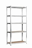 Rhino Racking - 5 Tier Heavy-Duty Industrial Storage Shelves - Galvanised - 180x90x40cm