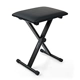 Denny International Double Braced X Frame Music Piano Stool Keyboard Bench Chair with Adjustable Height Easy Folding for Storage by Crystals® (Keyboard Chair)