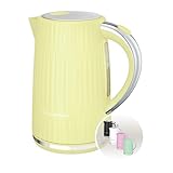 Russell Hobbs Electric Kettle (Hot Water, Tea or Coffee, 1.7L, Push to open lid, Perfect pour spout, Removable washable filter, Illuminated switch, Chrome accents, Lemon, 3000W) Eden 27363