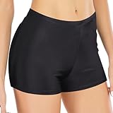 Swim Shorts Women High Waist Tummy Control Board Shorts Swimwear Bottoms Bikini Beach Boyleg Swimming Briefs (M, Black)