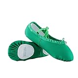missfiona Canvas Ballet Shoes Women Adult Split Sole Dance Slipper Ballroom Flat (6, Green)