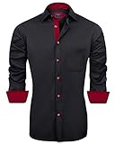 J.VER Mens Black Dress Shirts Long Sleeve Formal Business Silk Shirts Slim Fit Work Wedding Regular Fit Stretch Non Iron M