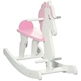 HOMCOM Kid Wooden Rocking Horse, Ride-On Toy with Handlebar, Foot Pedal for Toddlers Boys Girs (Pink) for Ages 1-3 Years