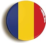 ROMANIA ROMANIAN NATIONAL FLAG BUTTON BADGE (2inch / 50mm diameter)