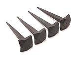 Hand Forged Handmade Traditional Pack of 4 Old Antique Rustic Square Dotted Head 3” Black Iron Nails - Door Furniture Decorative Studs Pins Nails Set