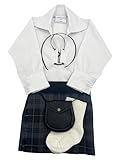Tartan Tweeds Baby Kilt Outfit, Adjustable Waistband, Shirt, Hose, Sporran, Unisex (Grey Granite, 6-12 Months)