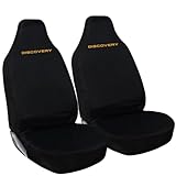 Tee AutoCare For Land Rover Discovery - Heavy Duty and Water Proof Durable Nylon Driver Passenger with Discovery Logo Front SUV Seat Cover Protectors - 2 x Fronts (Orange Logo)