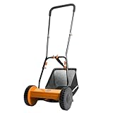 Ark Mat HAND PUSH LAWNMOWER with Rear Roller Stripes – 300mm Heavy Duty Steel Blades, 4 Cutting Heights 16mm to 40mm, Lightweight 6kg, 18L Grass Box, Quiet & Eco Friendly Manual Lawn Mower