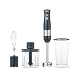 Morphy Richards Total Control Hand Blender, Variable Speed Control, Turbo Boost, 700ml Measuring Beaker, Whisk, Detachable Blending Leg, Chopping Bowl, 600W, Grey, 402061