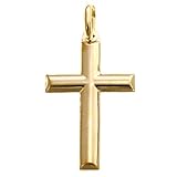 Alexander Castle Solid 9ct Gold Cross Necklace Pendant for Women & Men - Cross Charm with Jewellery Gift Box - PENDANT ONLY - 34mm x 22mm