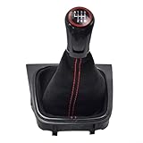 Gear Shift Lever Knob Dust Cover Leather Boot for Manual Transmission For Golf 5 6 Speed and For Jetta MK3 Provides Secure Fit and Stylish Interior Look (6 Speed)