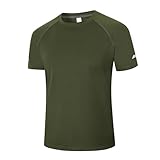 Cimic Men's T-Shirts Quick Dry Gym Tops Short Sleeve Sport Moisture Wicking Shirts Running Breathable Workout Athletic Tshirts(T5020-Green-M)