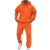 Mens Tracksuit Set Stylish Printed Tracksuit Set for Casual Daily Wear Comfortable Versatile Winter Great for Match with T Shirts, orange, L