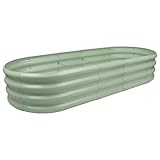 Harbour Housewares Raised Garden Bed - Green - 180 x 90cm - Rounded - Bottomless Metal Raised Bed Galvanised Steel Planter Box for Growing Outdoor Plants, Vegetables, Flowers and Herbs