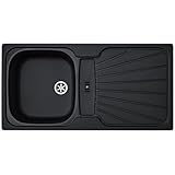 Liquida CMP5BL 1.0 Bowl Reversible Inset Black Kitchen Sink with Waste Kit