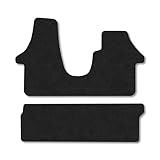 VW Transporter T5 (2003-2015) [Kombi] [Double Seat] [Twin Sliding Doors] Van Mats Accessories Tailored Fit Carpet Car Floor Mats Non Slip Black Trim Compatible Accessory Anti Slip Full Coverage