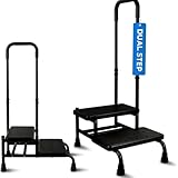 Dual StepStool with Handle | Heavy Duty, Non-Slip Step Stool for Adults & Elderly | 2 StepStool for Bathroom, Kitchen, and Home Use | Portable & Easy to Store | Needs Assembly
