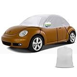 Half Car Cover Replace for VW Beetle 1998-2019, Custom-Fit Soft Top Roof Protector Car Cover, Half Garage with Straps UV Resistant Half Cover All Weather Outdoor Indoor