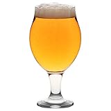LAV 6X Clear 570ml Angelina Craft Beer Glasses - Large Tulip Shaped Lager Ale Cider Drinking Pint Glass Goblet Cup Set with Stem