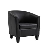 Home Detail Modern Tub Chair, Accent Bedroom Seat, Living Room Chair, Dining Chairs, Small Armchair or Occasional Chairs in Black Faux Leather