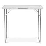 SA Products Utility Folding Table - Portable Foldable Table for Camping, Party & Picnic - Lightweight Small Folding Table - Sturdy Outdoor Patio Furniture with Aluminium Frame (2.3ft White)