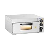 Royal Catering RCPO-2000-1PE Electric Pizza Oven (2000W, Fireclay, Baking Stone, Cooking Surface 40x40x1.5cm, Timer function up to 120 min)