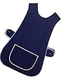 AN Direct Womens Home Work Kitchen Catering Cleaning Bar Plus Size Plain Coloured Large Pocket Side Fastening Apron Tabard (Navy, XXL)