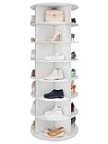 7 Tier Rotating Shoe Rack Tower, 360° Spining Shoe Storage Cabinet Round Carousel Vertical Handbag Organizer Tall Display Lazy Susan Closet Organization 160*60cm with 4 Double-Layer Holders (7 Tier)