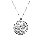 PAFEFO Seamless Tradition Greek Key Glass Design Circular Pendant Necklace for Women, Stylish Womens Necklaces, Necklaces for Every Occasion