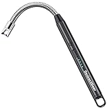 Heavy-Duty Electric Arc Candle Lighter | SUPER-SAFE | NO FUEL REQUIRED | 3x Bigger & Rechargeable Batteries | Eco-Friendly | Super-Long & 360° Neck | Wind-Proof & Splash-Proof | USB-C (Black)| Zinc |