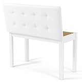 MUSTAR Piano Bench Piano Stool with Storage, 74cm Large Seat Solid Wooden Keyboard Bench, Soft Faux Leather Padded Seat for Vanity, Living Room, Bedroom (White)