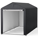 XEMQENER Bike Storage Shed 5x7 FT, Waterproof Outdoor Bike Tent, Portable Garage Car Shelter with Galvanized Steel Frame for Motorbike, Garden Tools, 159x219x175 cm, Dark Grey