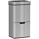 HOMCOM 72L Recycling Sensor Bin Stainless Steel 3 Compartments For Both Wet/Dry Waste w/Removable Lid Kitchen Home