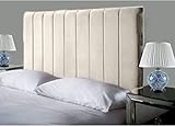 Affordable Luxury Portland Lined Headboards in Elegant Plush Velvet Fabric, for Divan Beds, Bedroom and Hotel Furniture (4FT6 Double- Height 24", Cream)